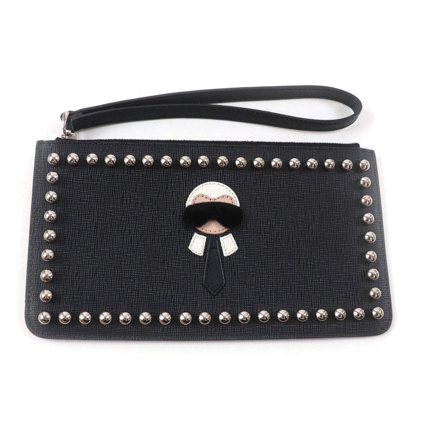 Fendi Karito Leather Pouch Karl Lagerfeld Motif