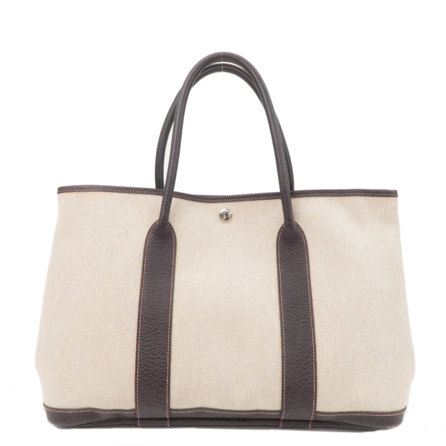 HERMES Garden Party Toile Ash Leather PM 髫ィ繝サ・ス・。 I Stamped Beige