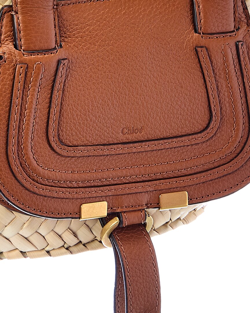 Chloe Marcie Mini Raffia & Leather Tote