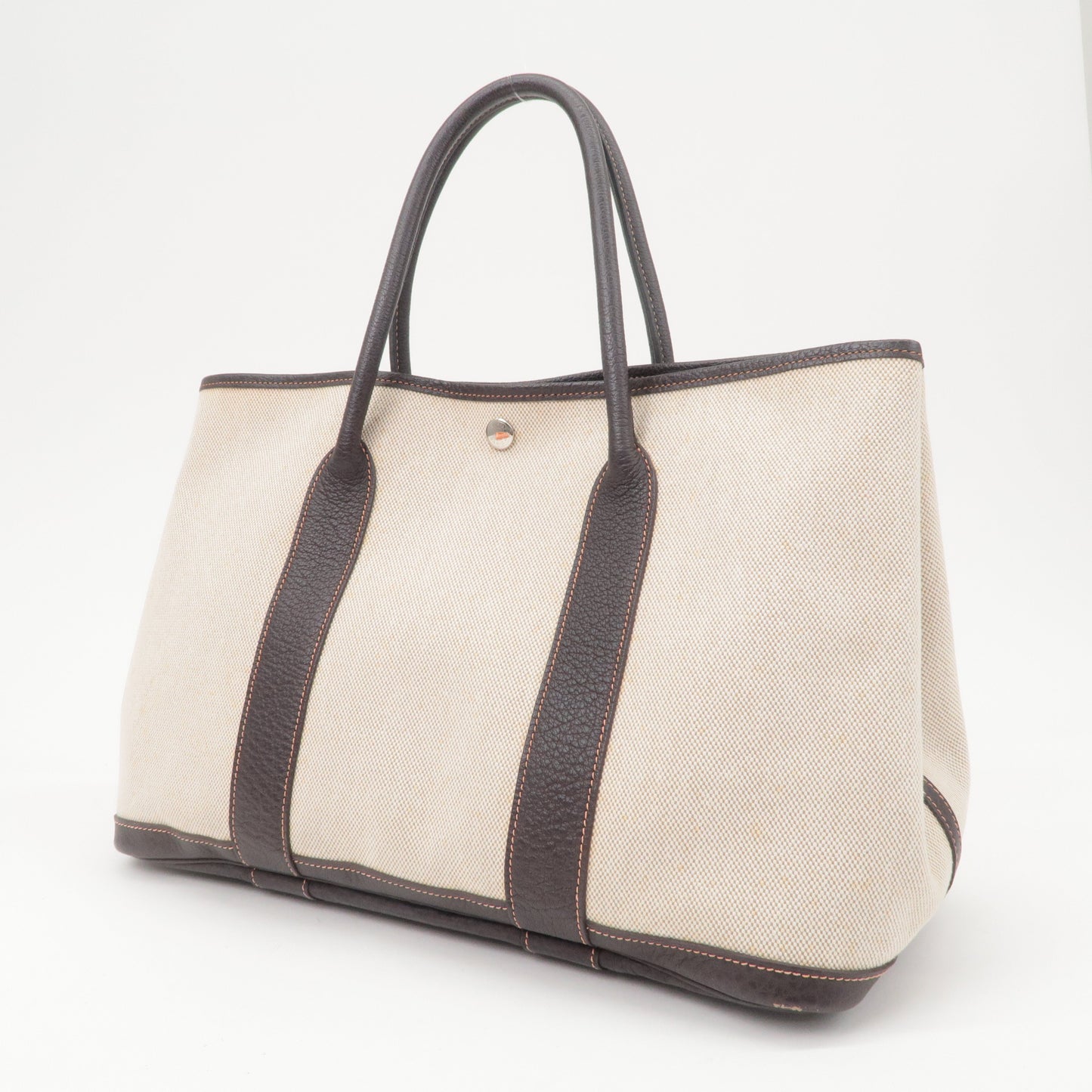 HERMES Garden Party Toile Ash Leather PM 髫ィ繝サ・ス・。 I Stamped Beige