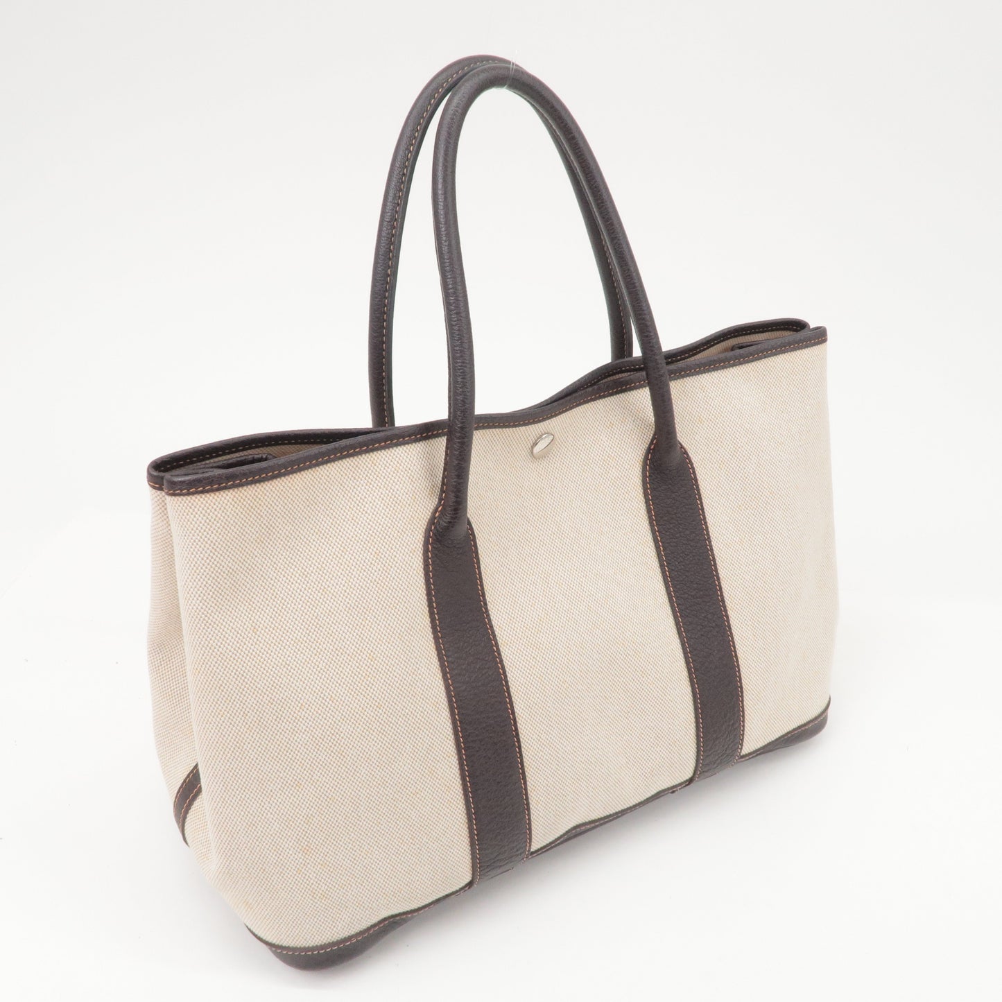 HERMES Garden Party Toile Ash Leather PM 髫ィ繝サ・ス・。 I Stamped Beige