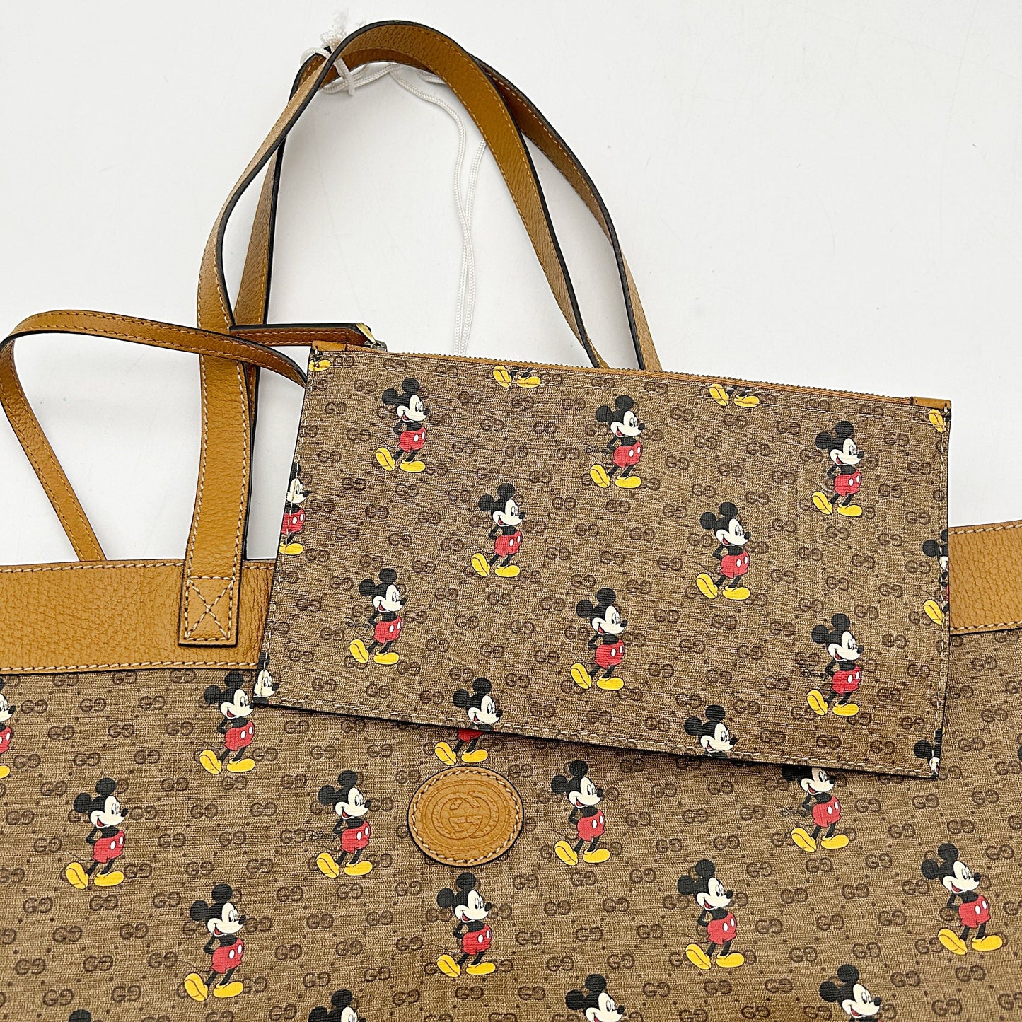 GUCCI X DISNEY Mini Vintage GG Supreme Monogram Mickey Mouse Large Shopping Tote Beige LA35239