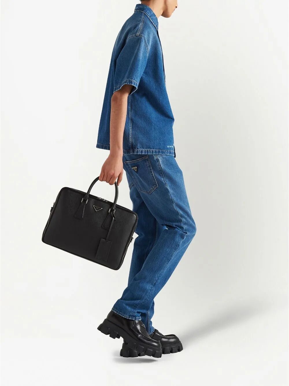 Prada Men Saffiano Leather Briefcase