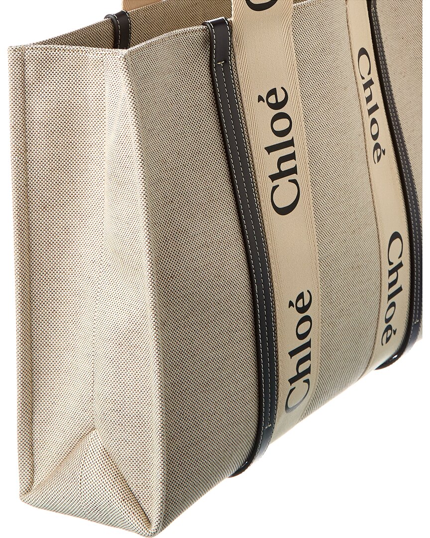 Chloe Woody Large Canvas & Leather Tote