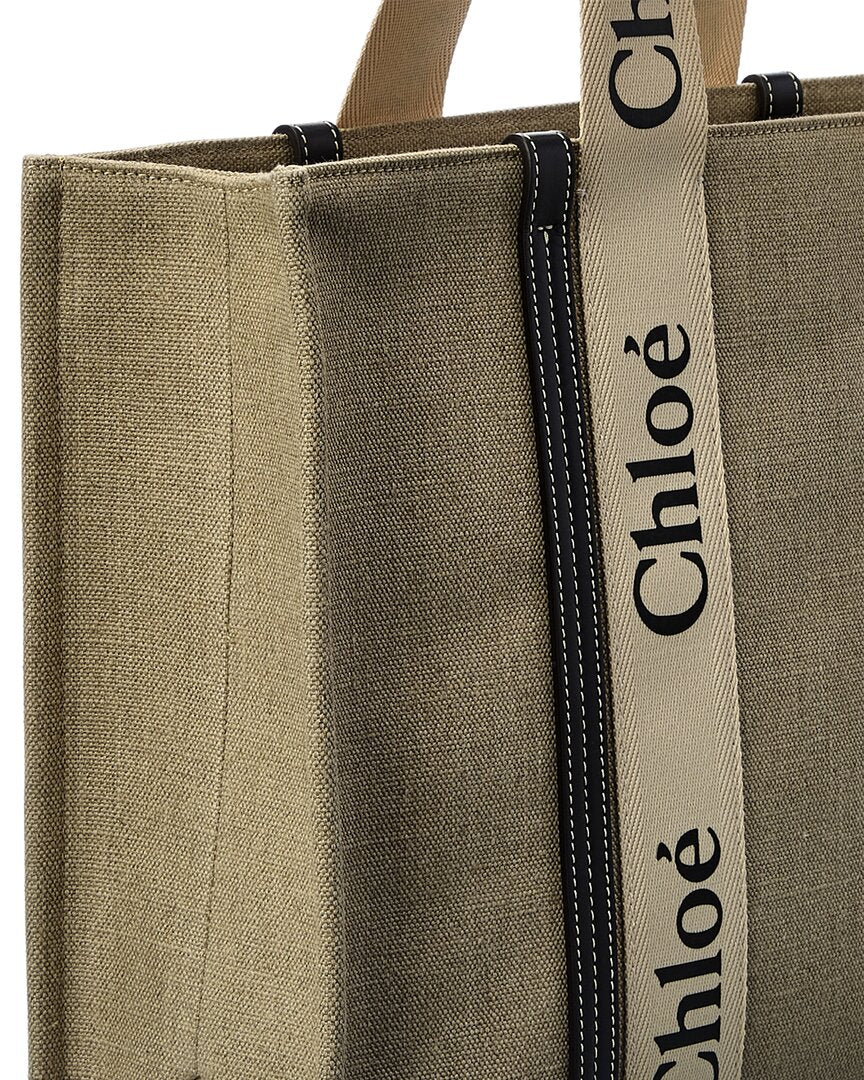Chloe Woody Large Canvas & Leather Tote