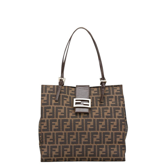Fendi Zucca Canvas Leather Tote Bag