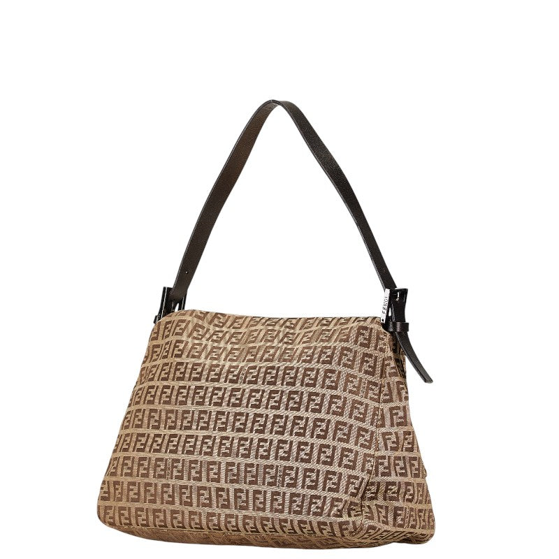 Fendi Zucchino Mamma Bucket Handbag Canvas Leather