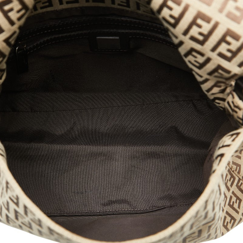 Fendi Zucchino Mamma Bucket Handbag Canvas Leather