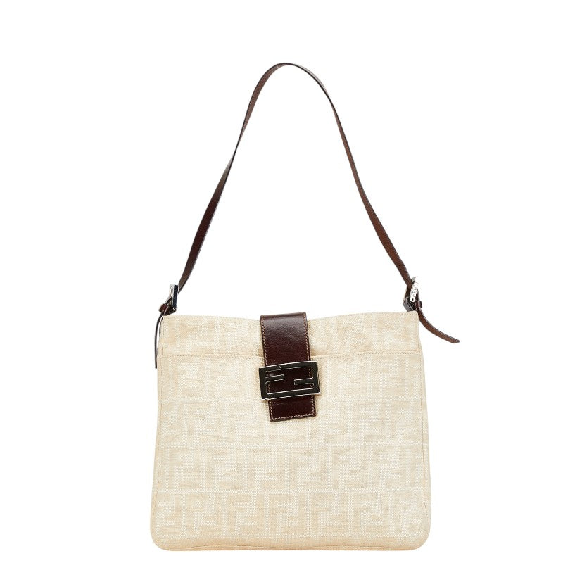 Fendi Zucca Canvas Leather Shoulder Bag