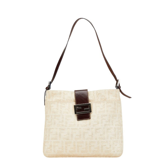 Fendi Zucca Canvas Leather Shoulder Bag