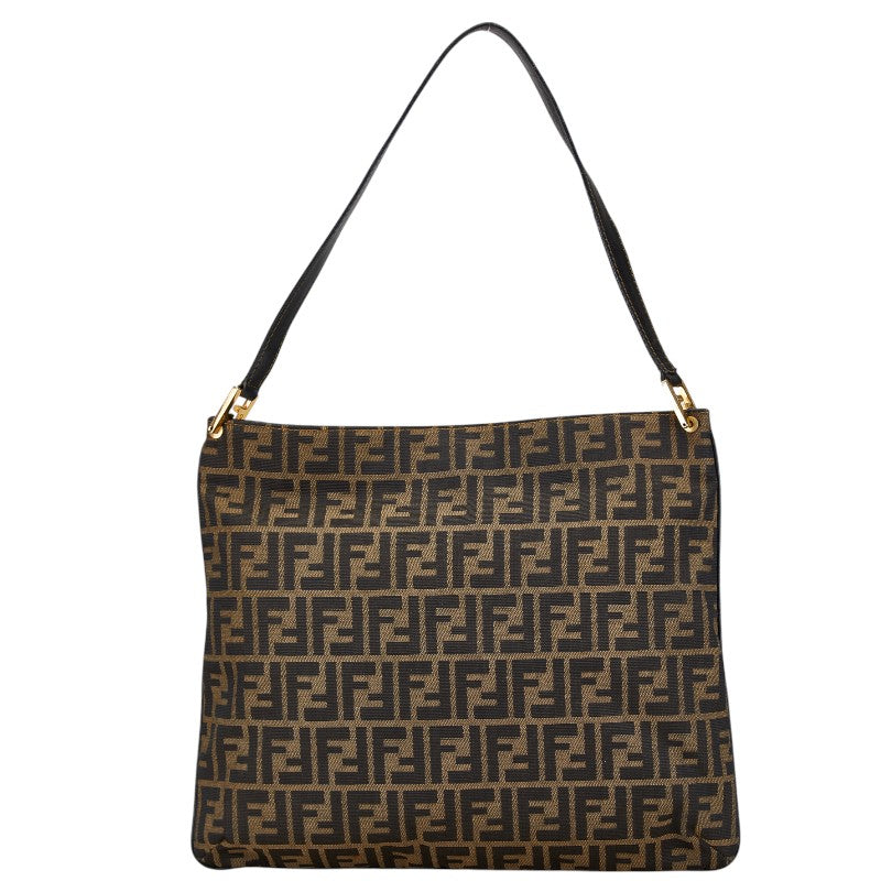Fendi Zucca Canvas Leather Shoulder Bag