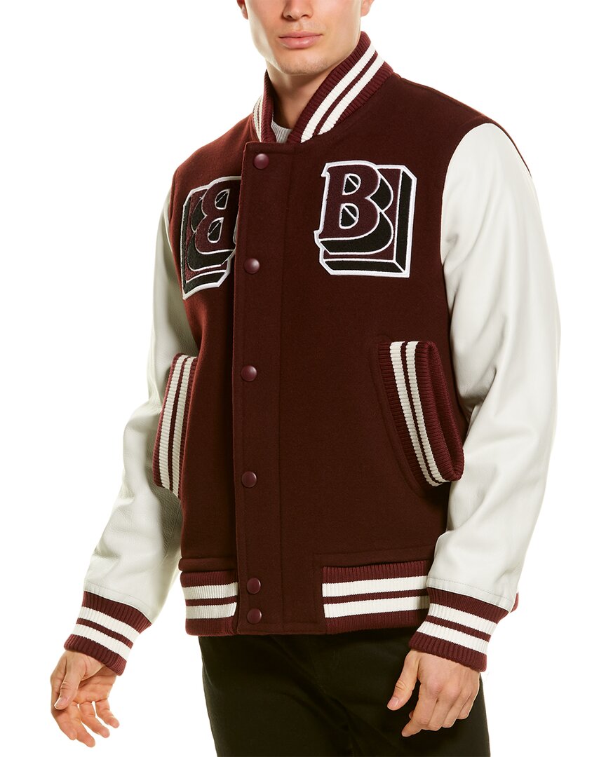 Burberry Leather-Trim Wool-Blend Bomber Jacket