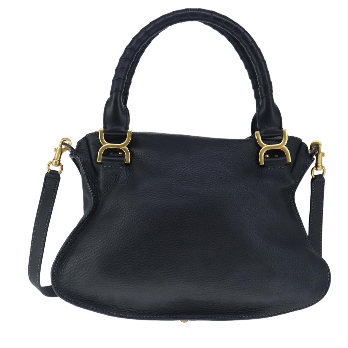 Chloe Mercy Hand Bag Leather 2way Black Gold 102738