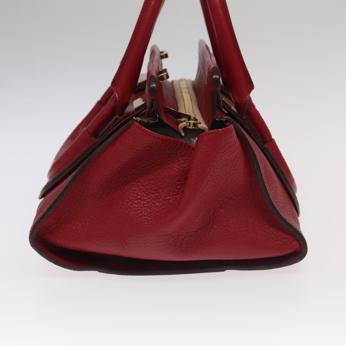 Chloe Mercy Hand Bag Leather 2way Red Gold 106233