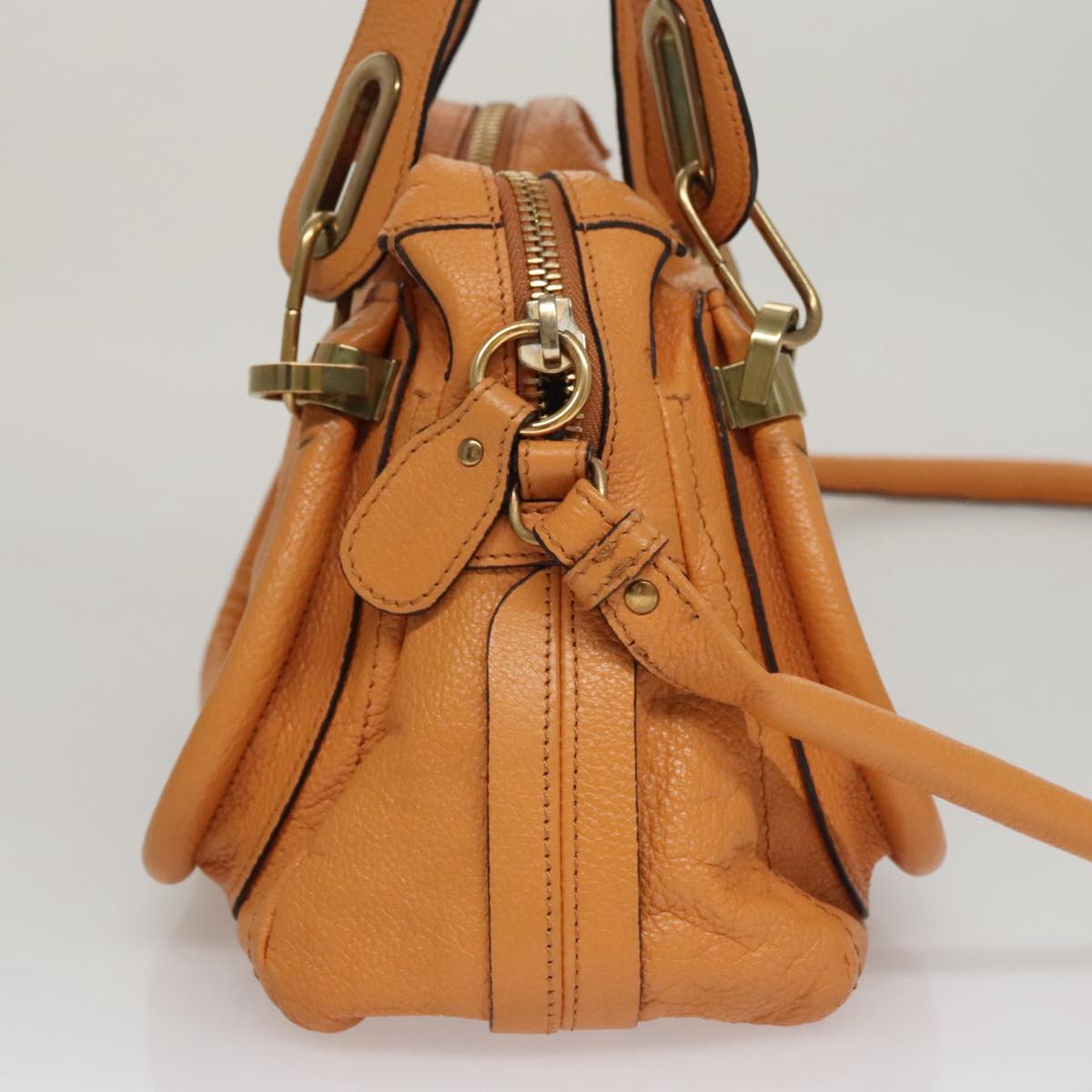 Chloe Paraty Hand Bag Leather Beige Gold 111039