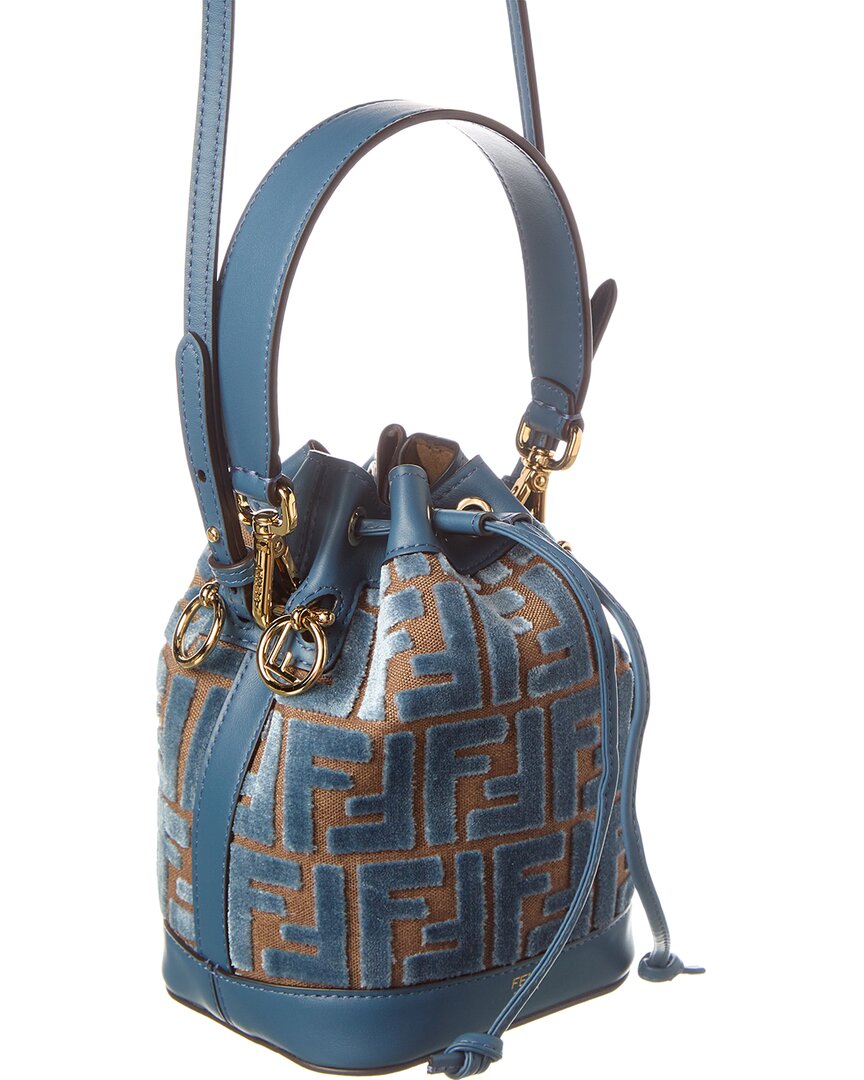Fendi Mon Tresor Mini Ff Velvet & Leather Bucket Bag