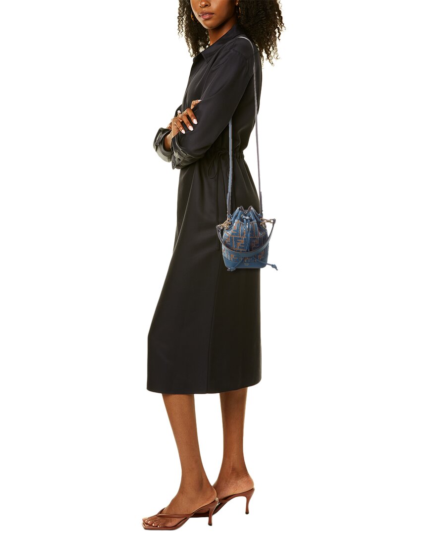 Fendi Mon Tresor Mini Ff Velvet & Leather Bucket Bag