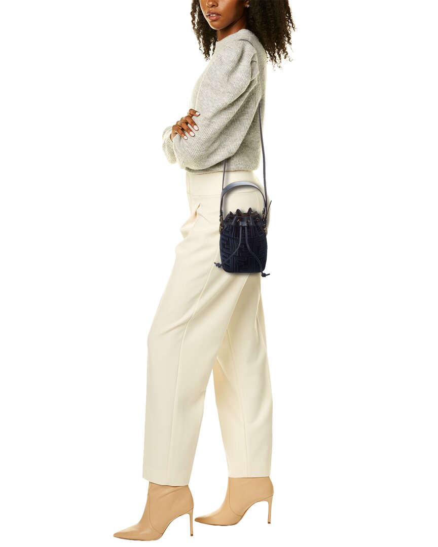 Fendi Mon Tresor Mini Ff Corduroy & Leather Bucket Bag
