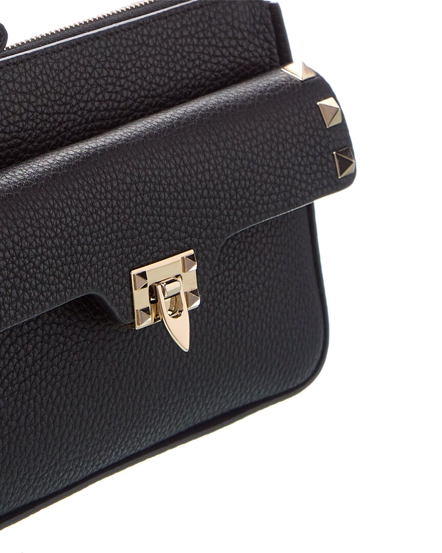 Valentino Rockstud Grainy Leather Wallet On Chain