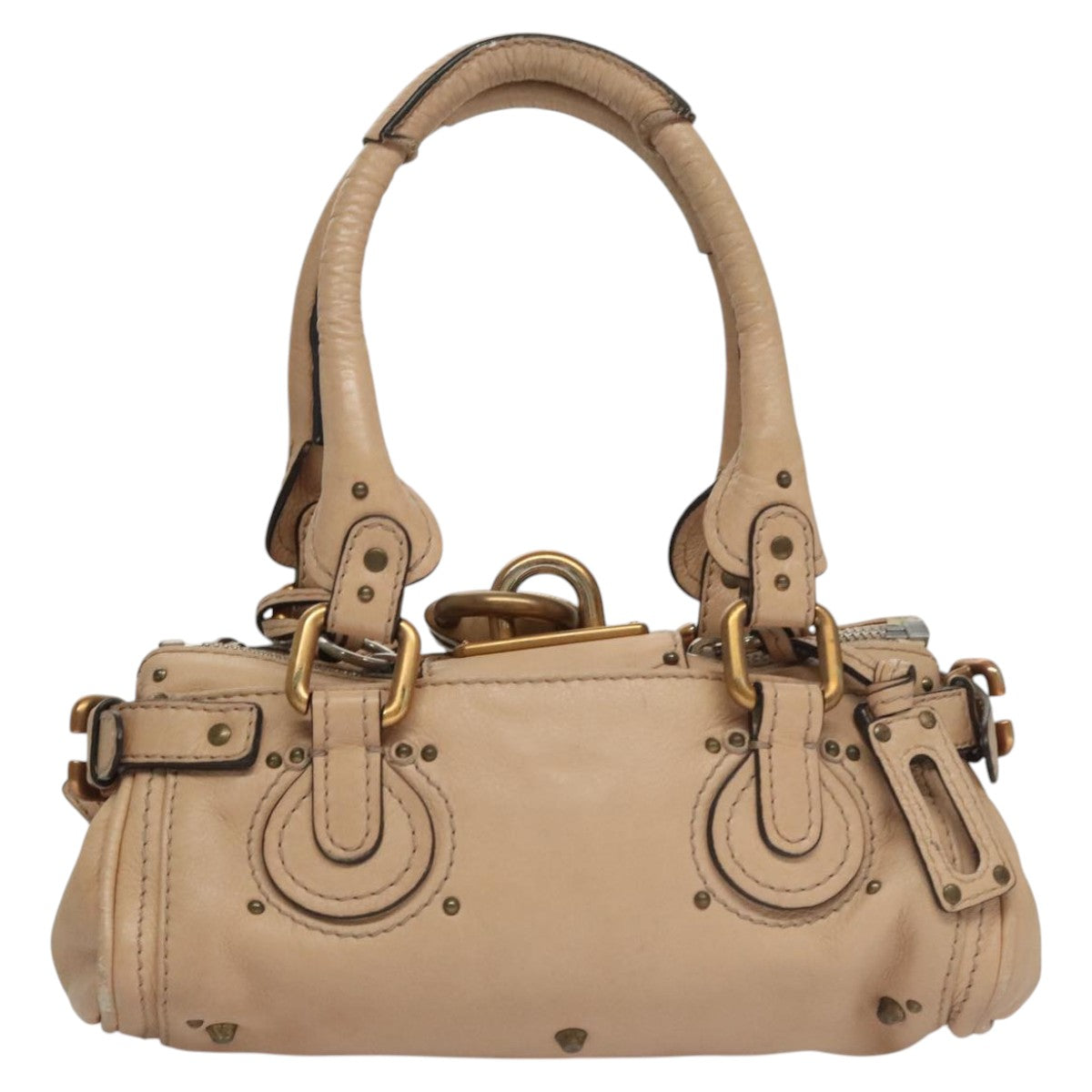 Chloe Paddington Mini Hand Bag Leather Beige Silver 111190