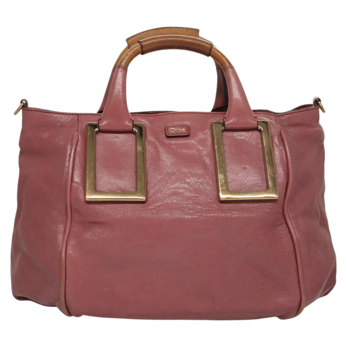 Chloe Etel Hand Bag Leather 2way Pink Gold 111748