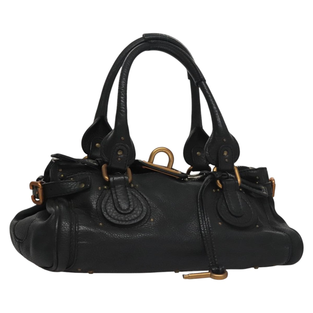 Chloe Paddington Hand Bag Leather Black Silver 112426
