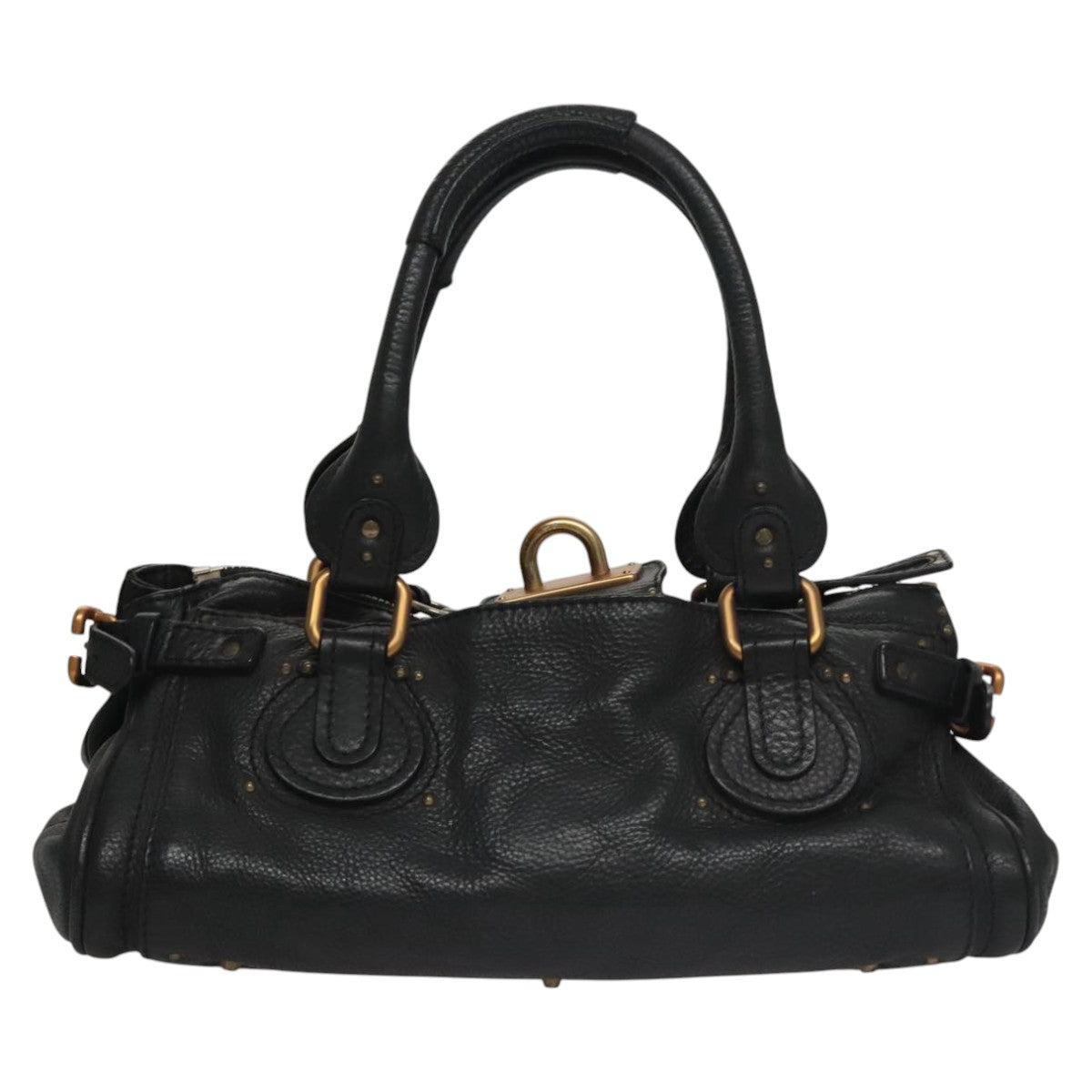 Chloe Paddington Hand Bag Leather Black Silver 112426