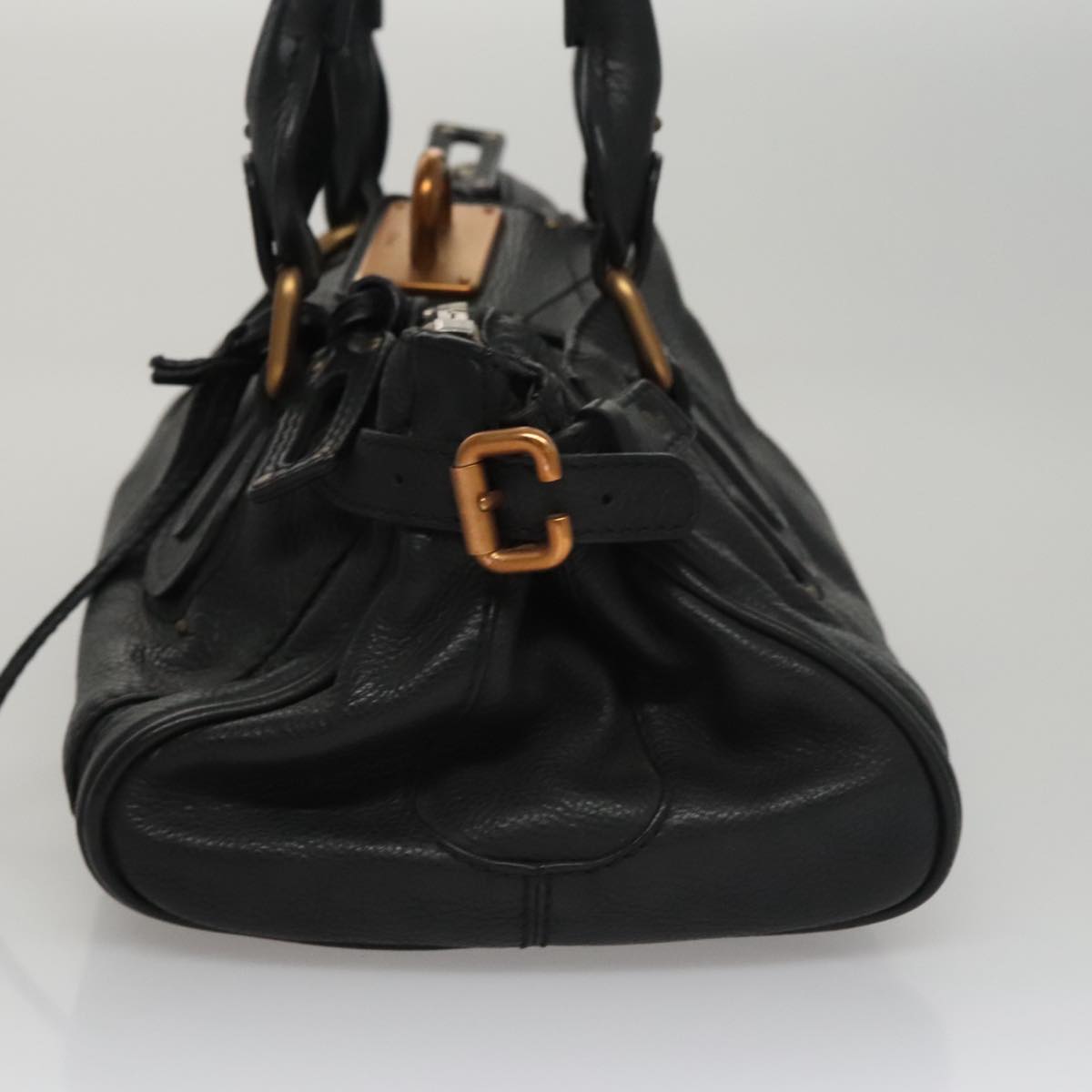 Chloe Paddington Hand Bag Leather Black Silver 112426