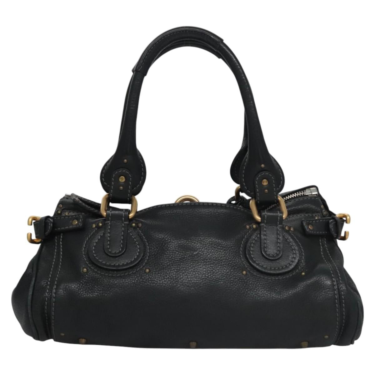 Chloe Paddington Hand Bag Leather Black Silver 112535