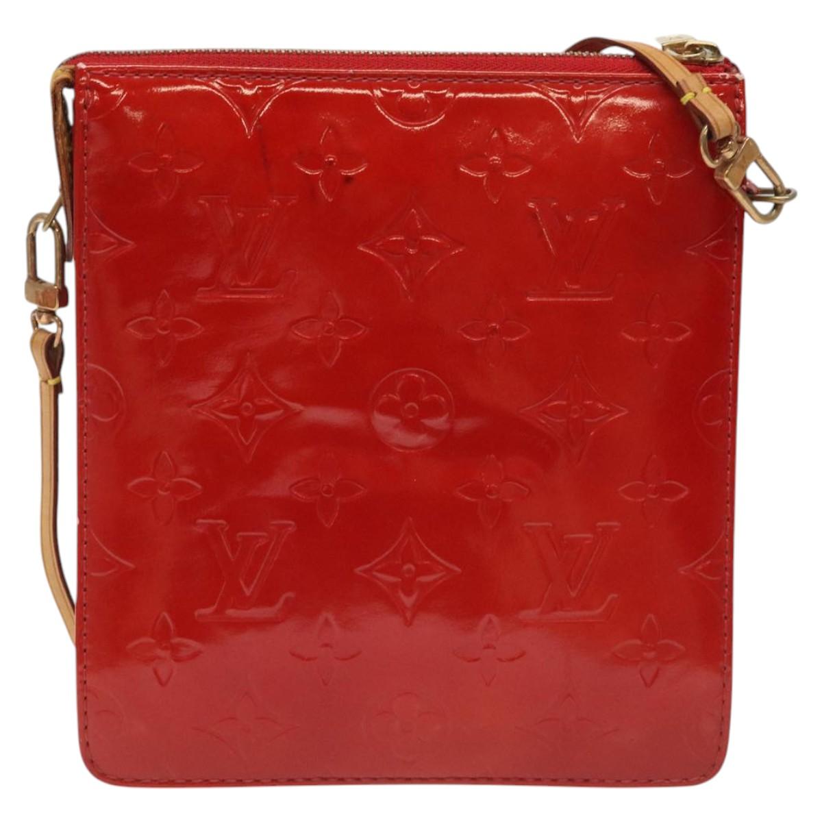 LOUIS VUITTON Monogram Vernis Motto Accessory Pouch Red M91137 LV 113653