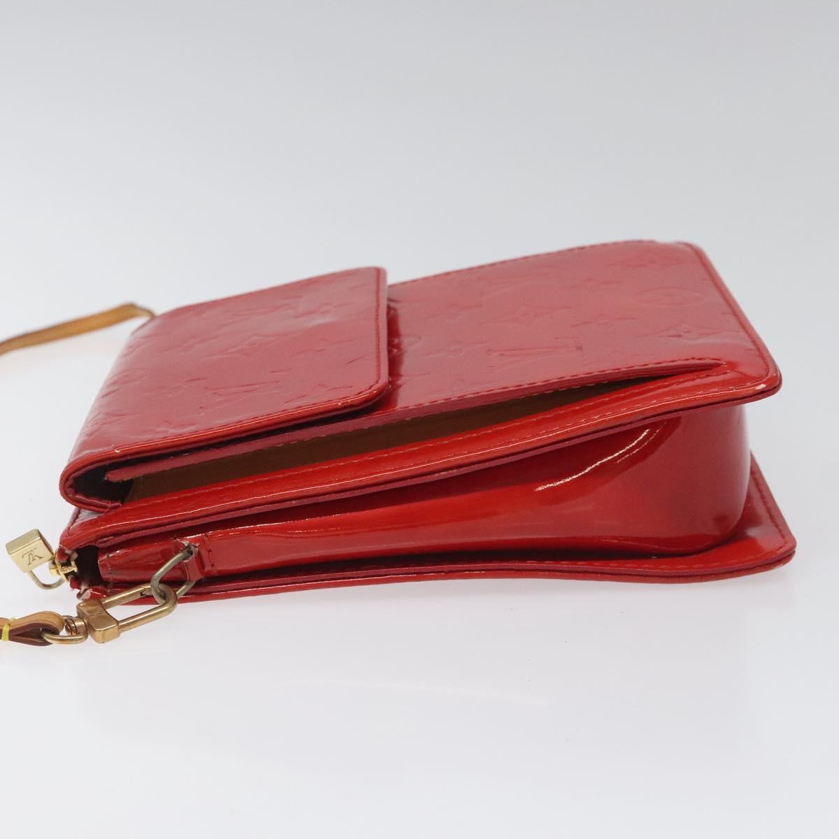LOUIS VUITTON Monogram Vernis Motto Accessory Pouch Red M91137 LV 113653