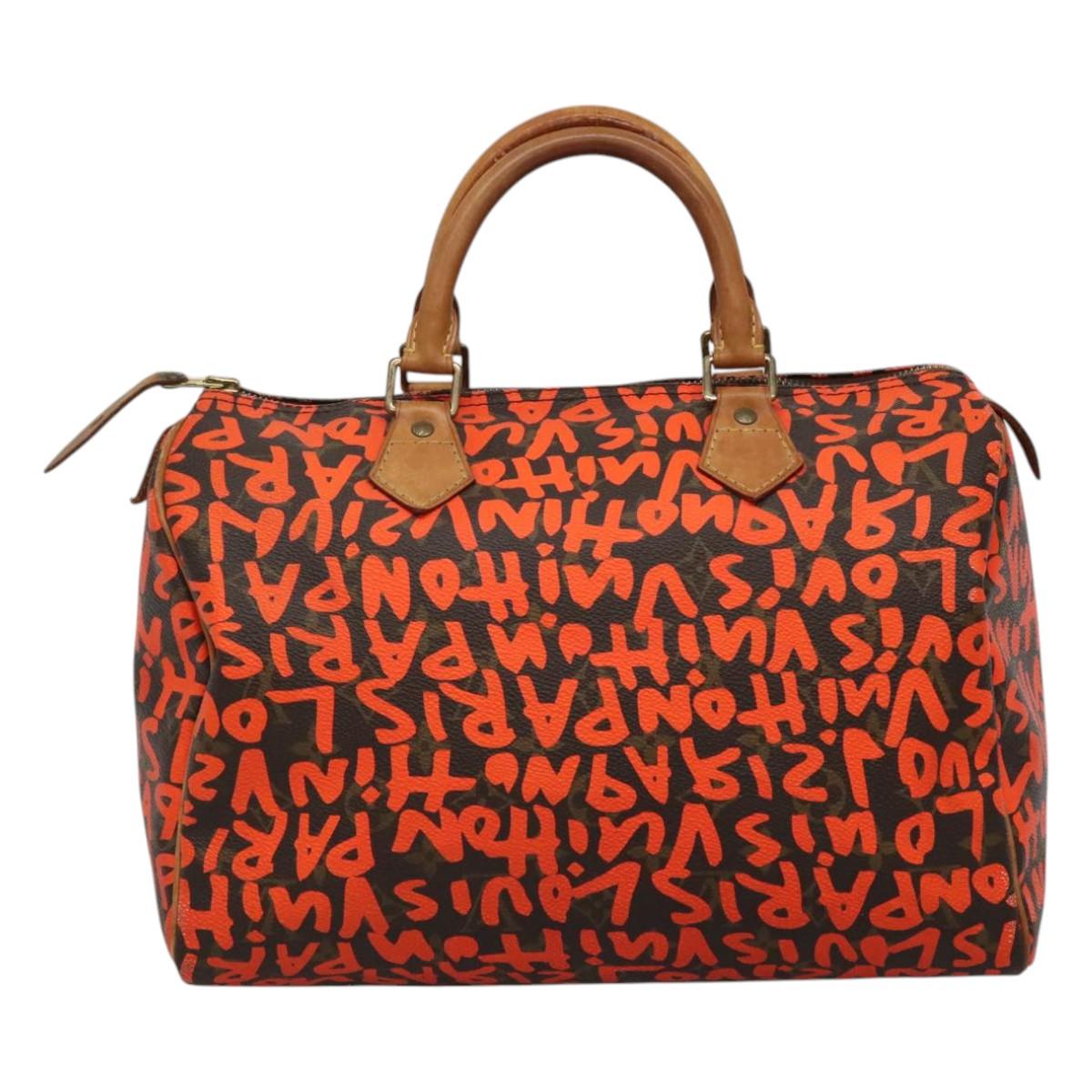 LOUIS VUITTON Monogram Graffiti Speedy 30 Hand Bag Orange M93705 LV 113708A