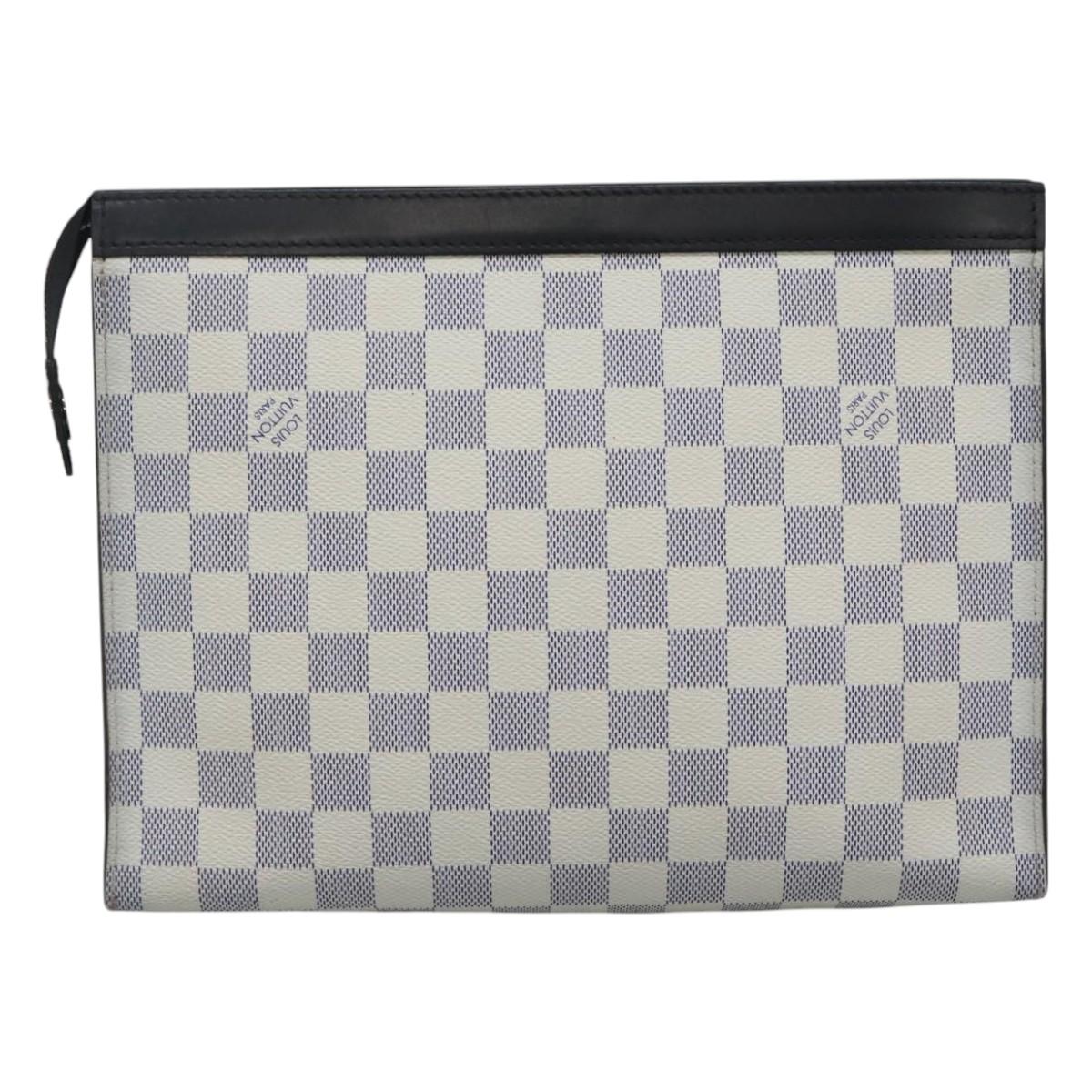 LOUIS VUITTON Damier Azur Pochette Voyage MM Clutch Bag N60049 LV 114396