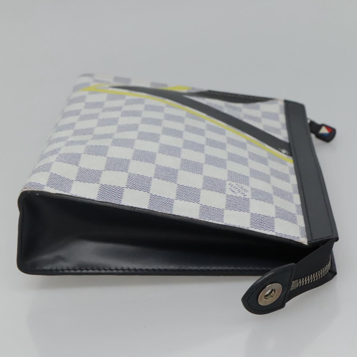 LOUIS VUITTON Damier Azur Pochette Voyage MM Clutch Bag N60049 LV 114396