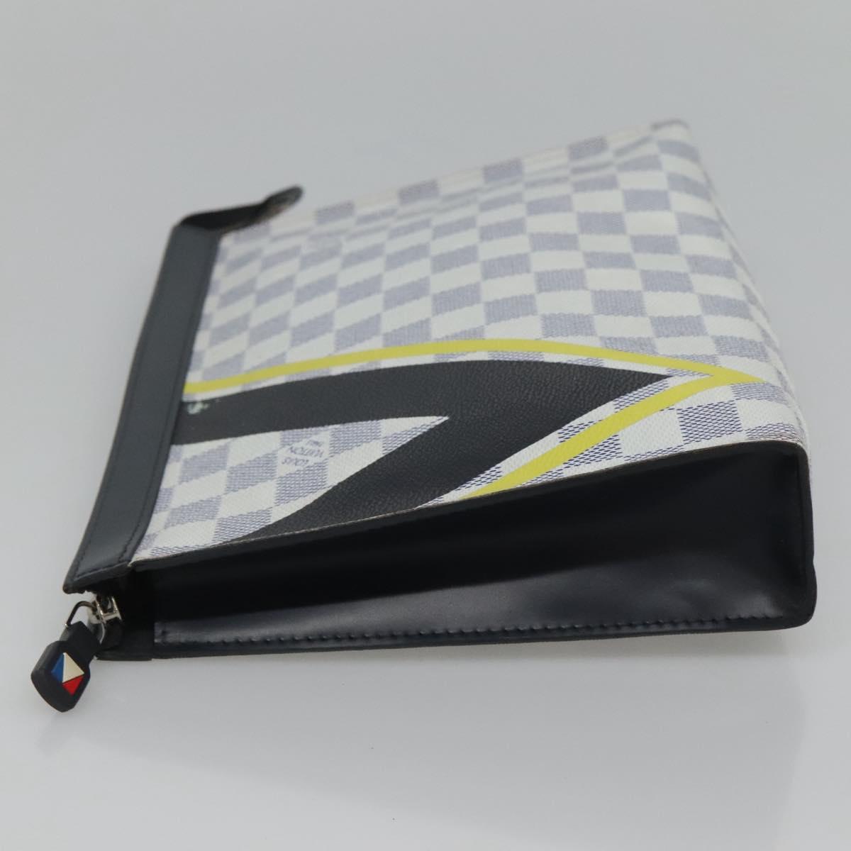LOUIS VUITTON Damier Azur Pochette Voyage MM Clutch Bag N60049 LV 114396