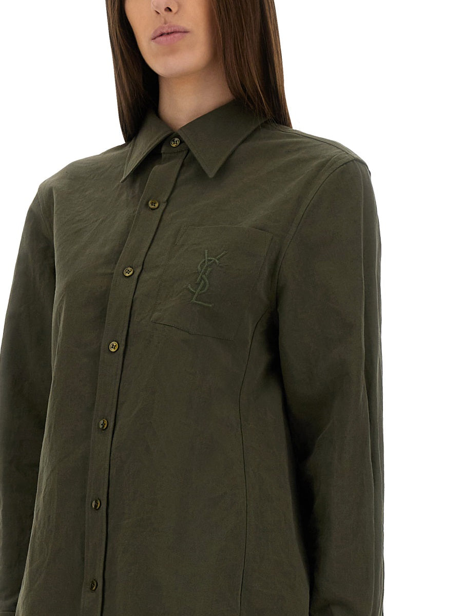 Saint Laurent Women Linen And Cotton "Cassandre" Shirt