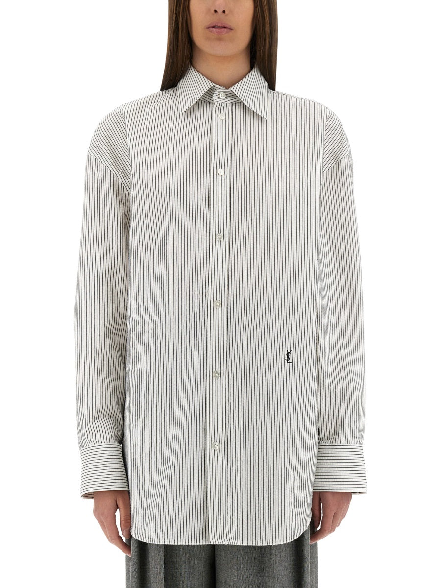 Saint Laurent Women Striped Cotton Shirt