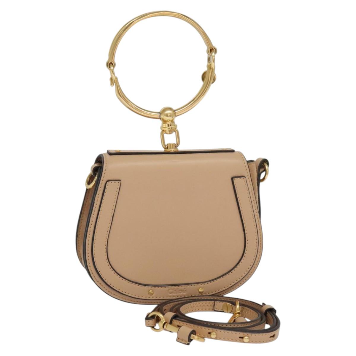 Chloe Nile Hand Bag Leather 2way Beige 115680