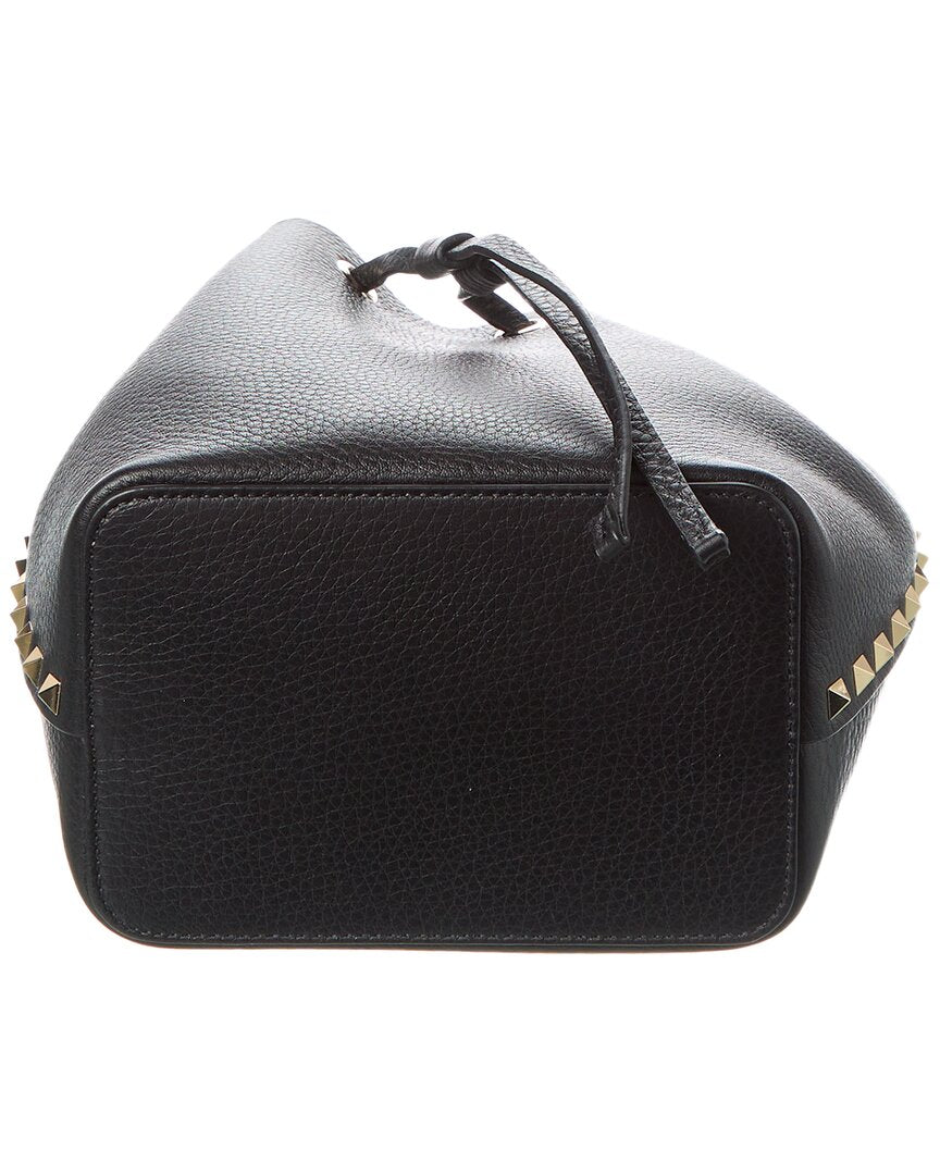 Valentino Rockstud Grainy Leather Bucket Bag