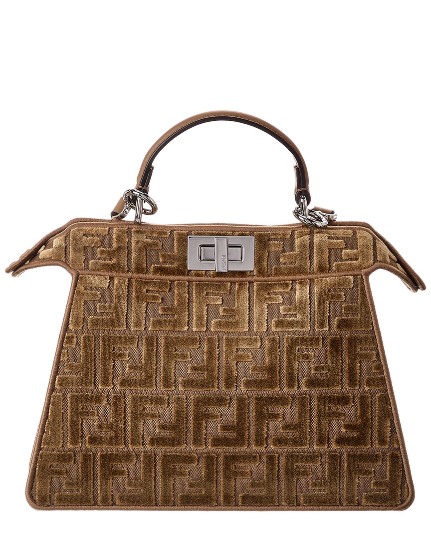 Fendi Peekaboo Iseeyou Small Ff Jacquard Velvet & Leather Satchel