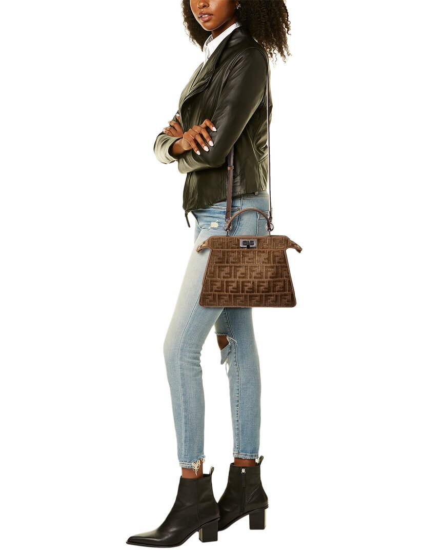Fendi Peekaboo Iseeyou Small Ff Jacquard Velvet & Leather Satchel