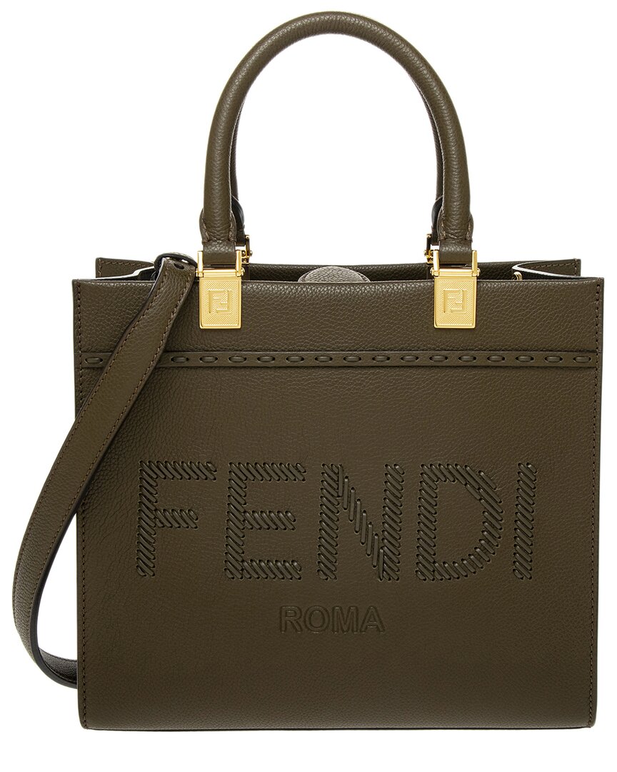 Fendi Sunshine Small Leather Tote ONE SIZE Green