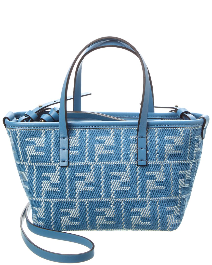 Fendi Roll Mini Ff Jacquard & Leather Tote ONE SIZE Blue