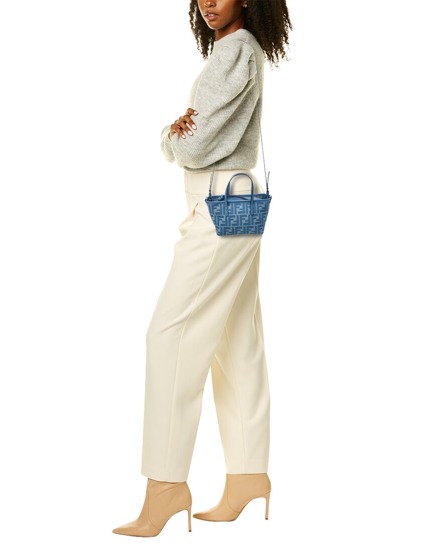Fendi Roll Mini Ff Jacquard & Leather Tote