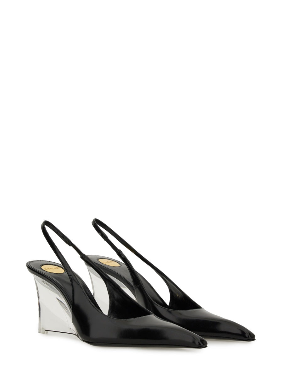Saint Laurent Women Leather "Miller" Wedges