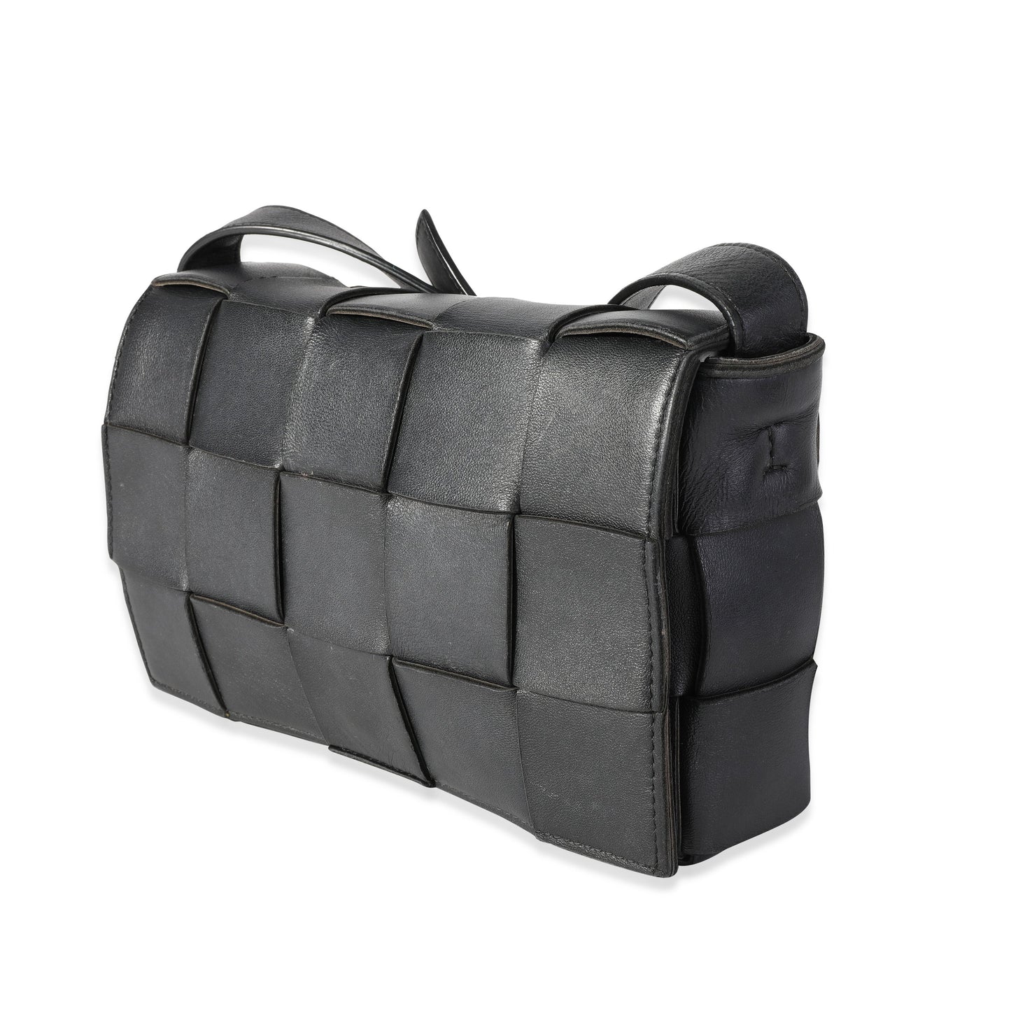 BOTTEGA VENETA Black Intrecciato Calfskin Cassette Bag