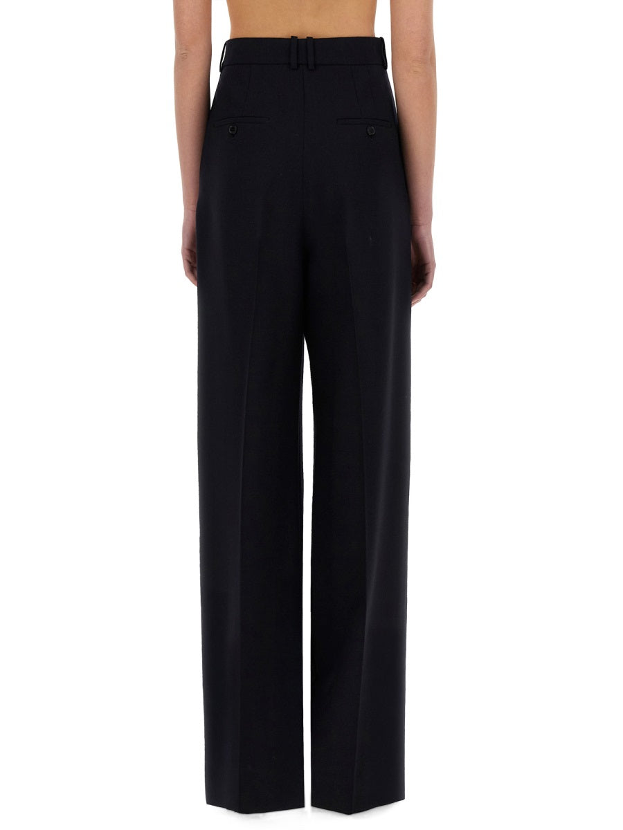 Saint Laurent Women Wide-Leg Pants In Grain De Poudre