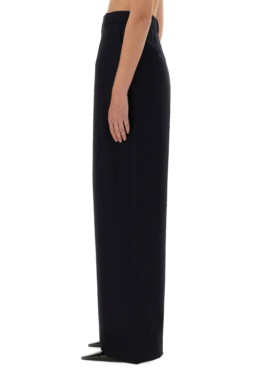 Saint Laurent Women Wide-Leg Pants In Grain De Poudre