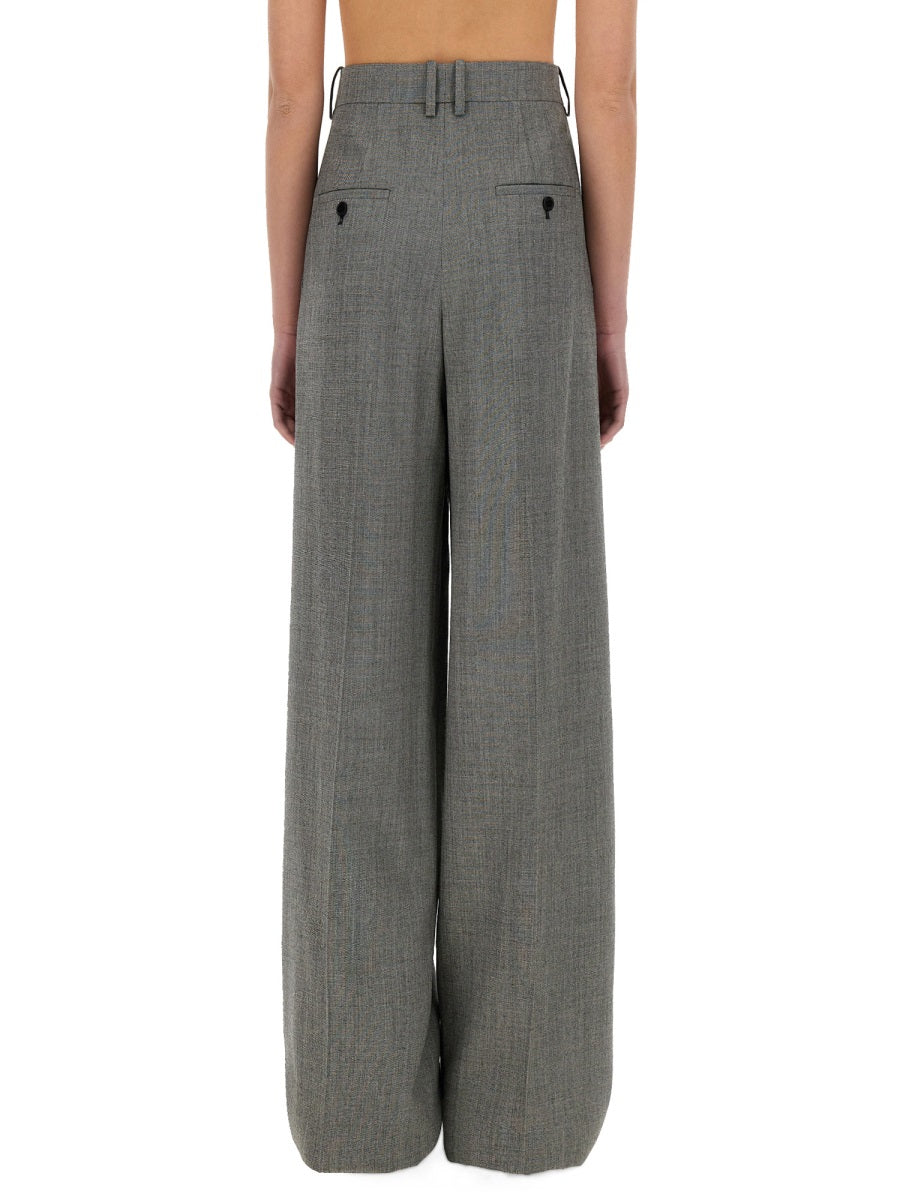 Saint Laurent Women Wide-Leg Pants In Wool Chiné