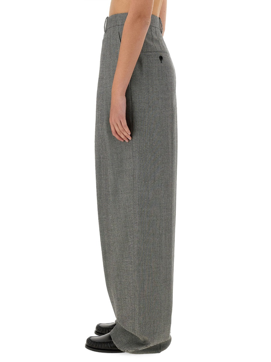 Saint Laurent Women Wide-Leg Pants In Wool Chiné